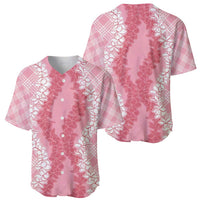 Hawaii Aloha Plumeria Lei Pink Palaka Baseball Jersey - Polynesian Pride