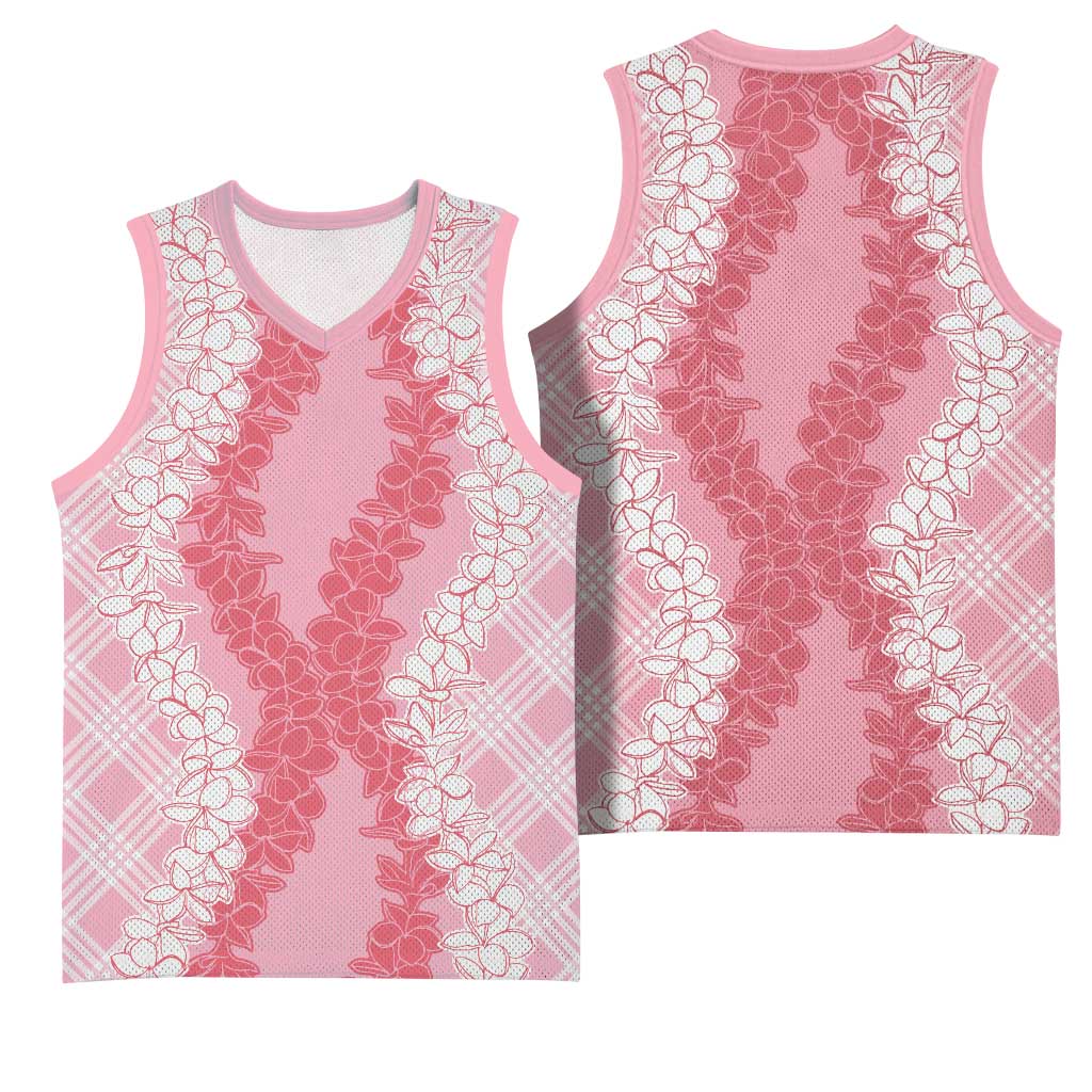 Hawaii Aloha Plumeria Lei Pink Palaka Basketball Jersey - Polynesian Pride
