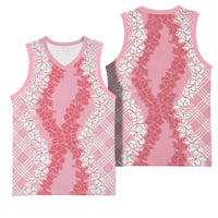 Hawaii Aloha Plumeria Lei Pink Palaka Basketball Jersey - Polynesian Pride