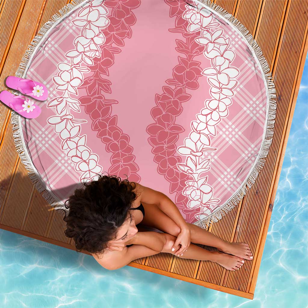 Hawaii Aloha Plumeria Lei Pink Palaka Beach Blanket - Polynesian Pride