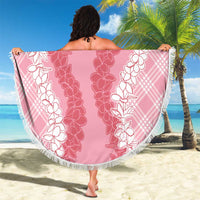 Hawaii Aloha Plumeria Lei Pink Palaka Beach Blanket - Polynesian Pride