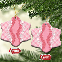 Hawaii Aloha Plumeria Lei Pink Palaka Ceramic Ornament - Polynesian Pride