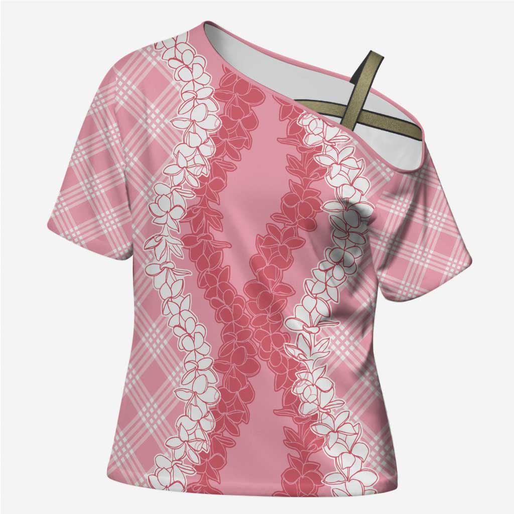 Hawaii Aloha Plumeria Lei Pink Palaka Cross Shoulder Shirt - Polynesian Pride