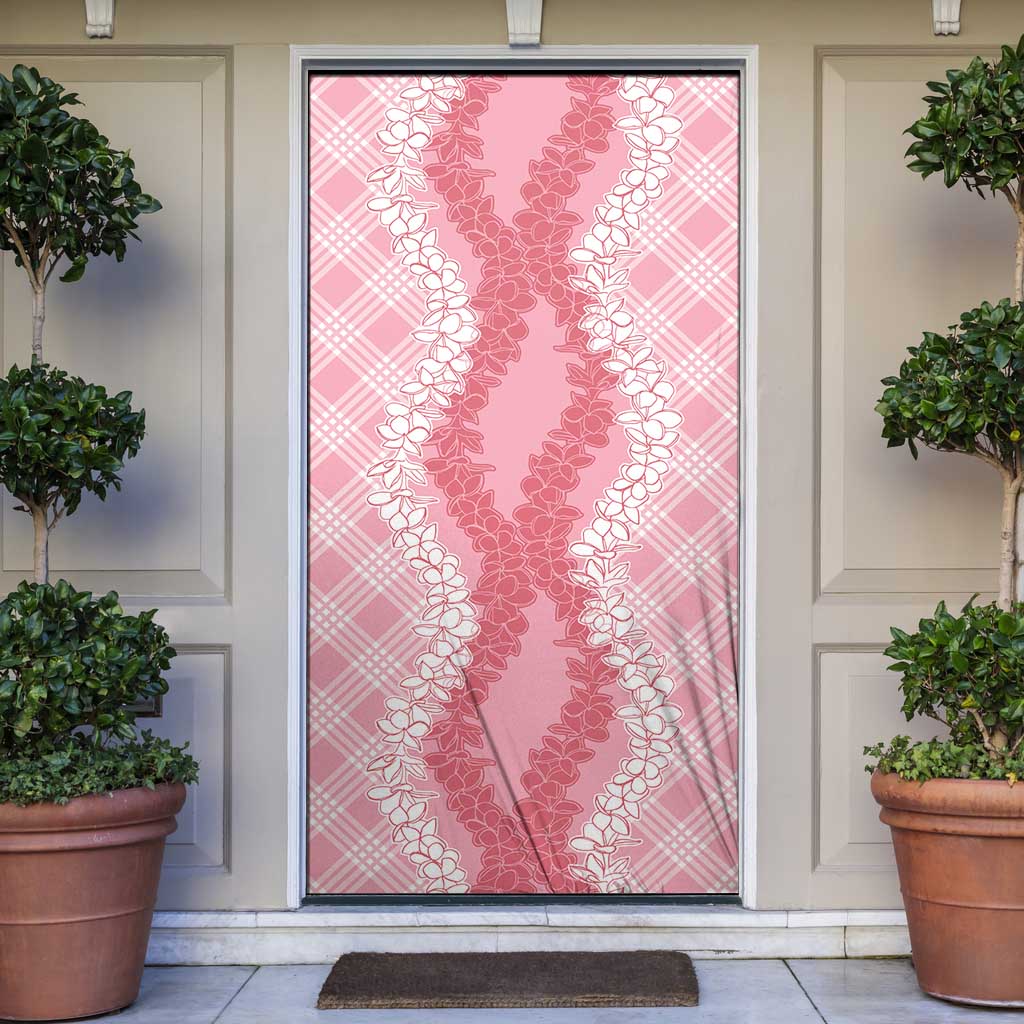 Hawaii Aloha Plumeria Lei Pink Palaka Door Cover - Polynesian Pride