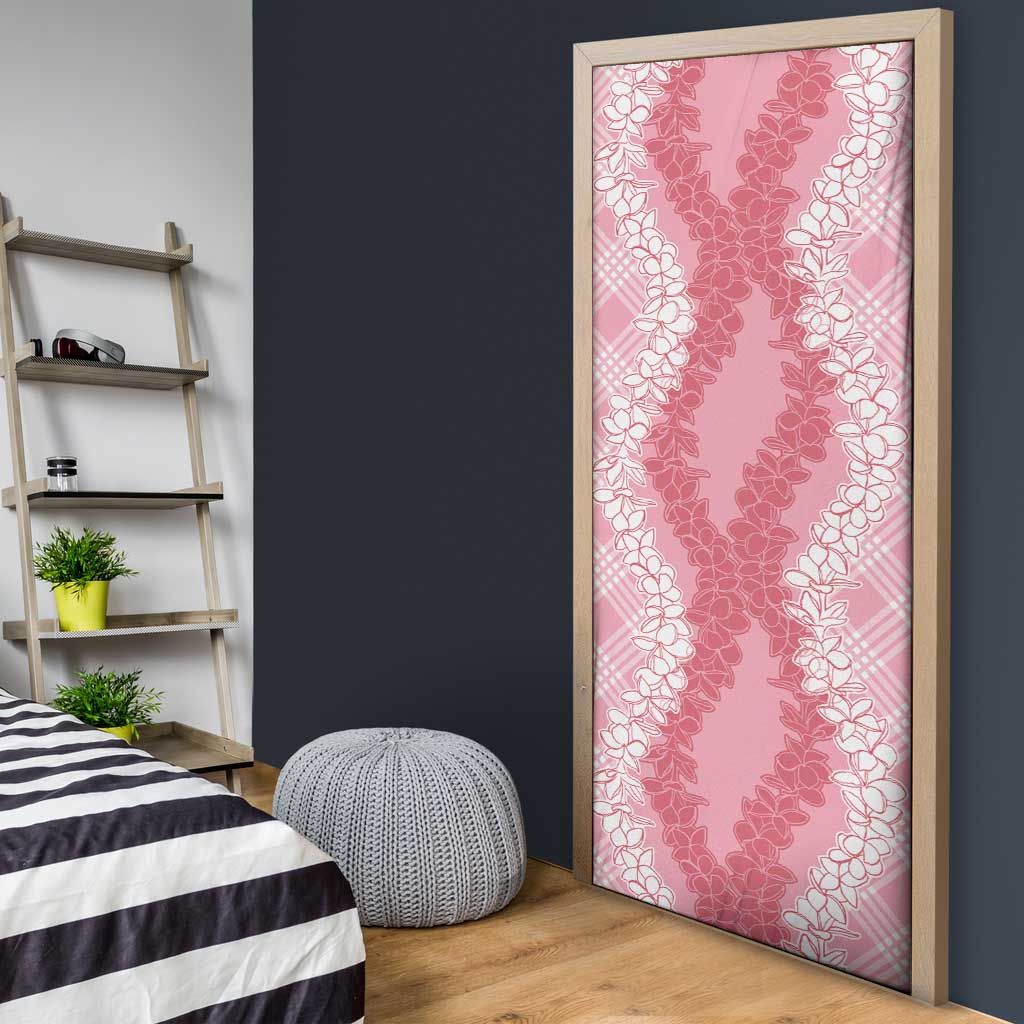 Hawaii Aloha Plumeria Lei Pink Palaka Door Cover - Polynesian Pride