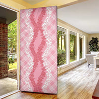 Hawaii Aloha Plumeria Lei Pink Palaka Door Cover - Polynesian Pride