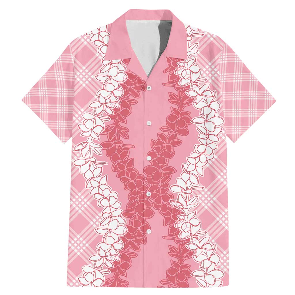 Hawaii Aloha Plumeria Lei Pink Palaka Family Matching Mermaid Dress and Hawaiian Shirt - Polynesian Pride