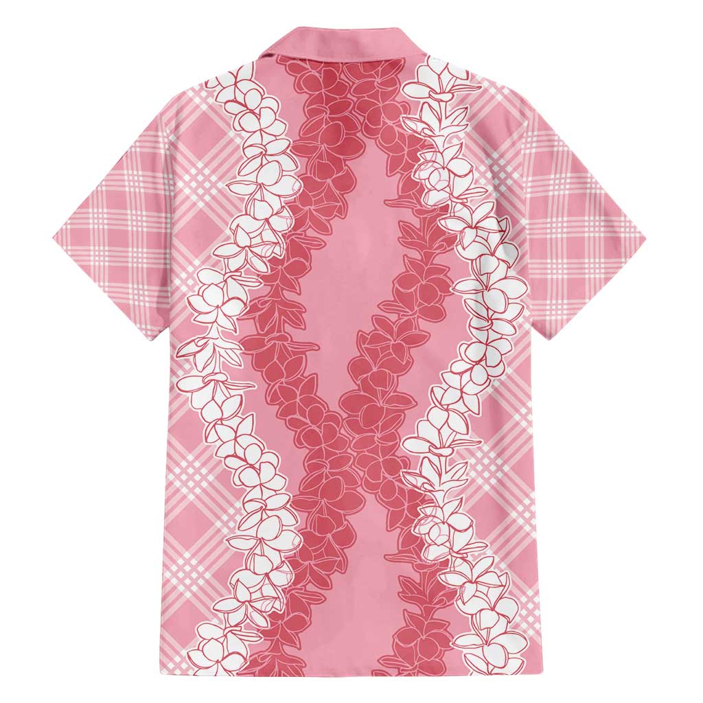 Hawaii Aloha Plumeria Lei Pink Palaka Family Matching Off Shoulder Maxi Dress and Hawaiian Shirt - Polynesian Pride