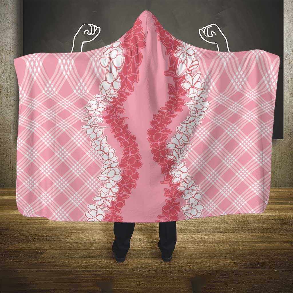 Hawaii Aloha Plumeria Lei Pink Palaka Hooded Blanket - Polynesian Pride