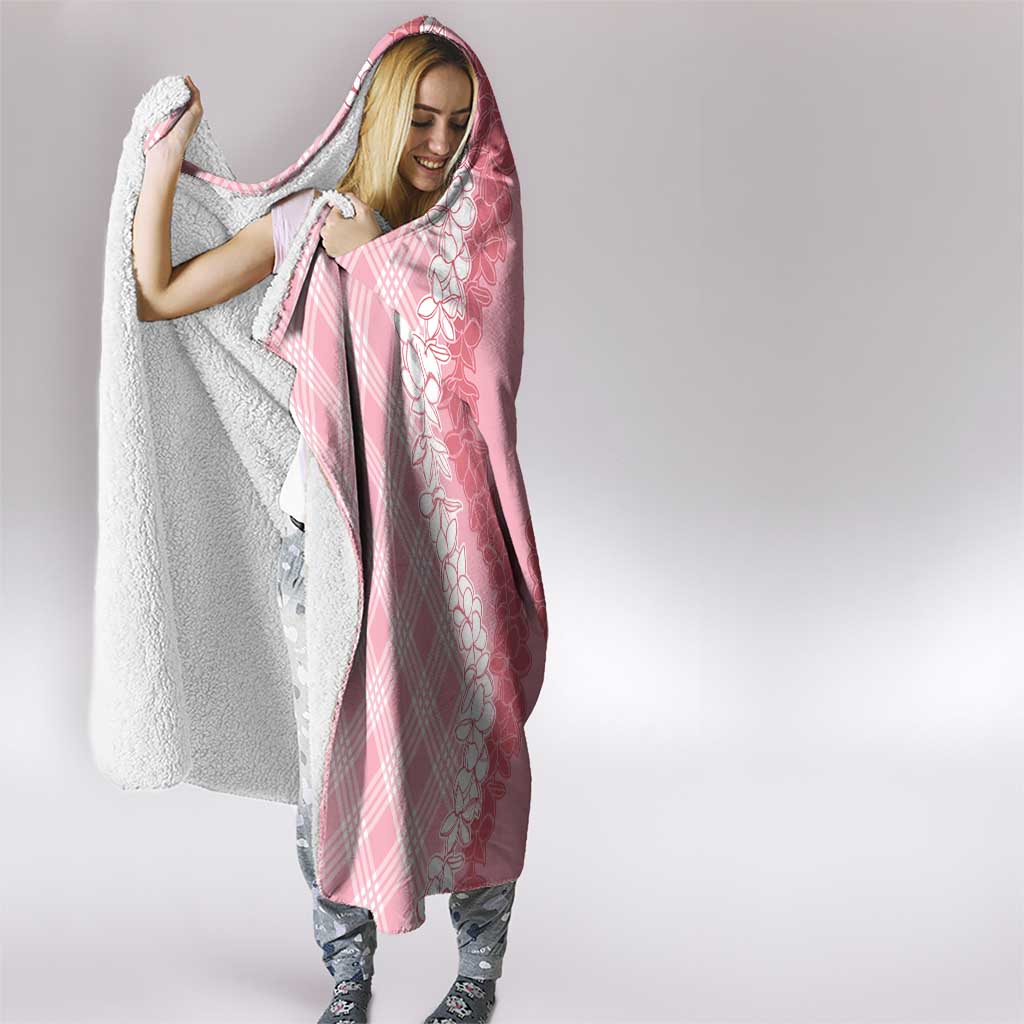 Hawaii Aloha Plumeria Lei Pink Palaka Hooded Blanket - Polynesian Pride