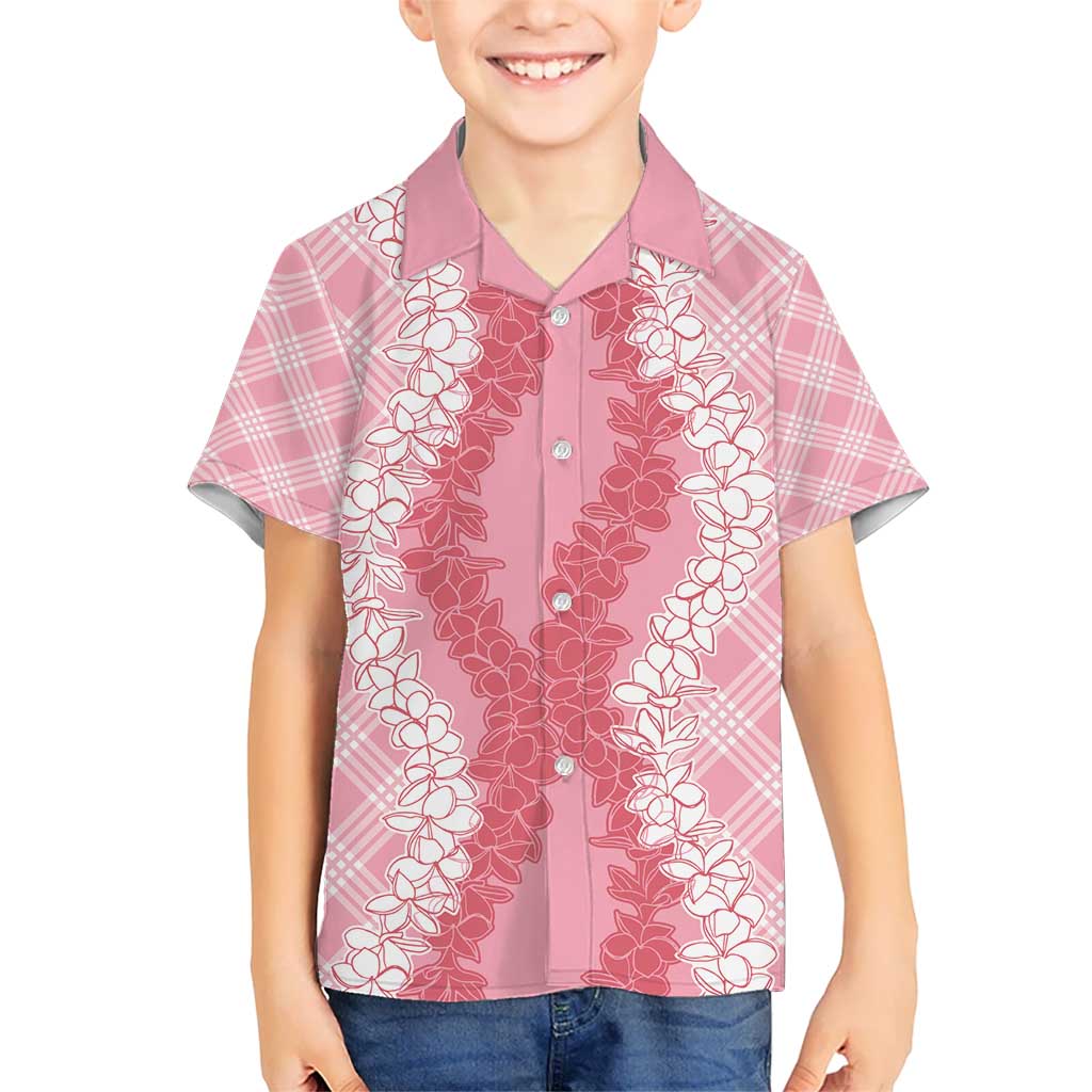 Hawaii Aloha Plumeria Lei Pink Palaka Kid Hawaiian Shirt - Polynesian Pride