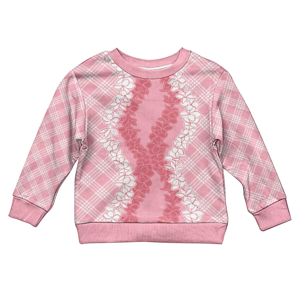 Hawaii Aloha Plumeria Lei Pink Palaka Kid Ugly Christmas Sweater - Polynesian Pride