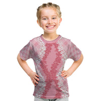 Hawaii Aloha Plumeria Lei Pink Palaka Kid T Shirt - Polynesian Pride