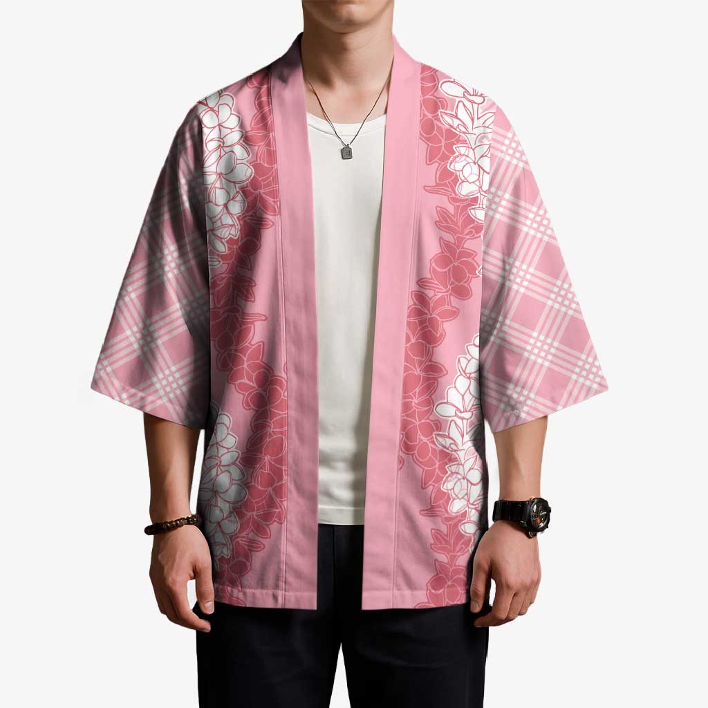 Hawaii Aloha Plumeria Lei Pink Palaka Kimono - Polynesian Pride