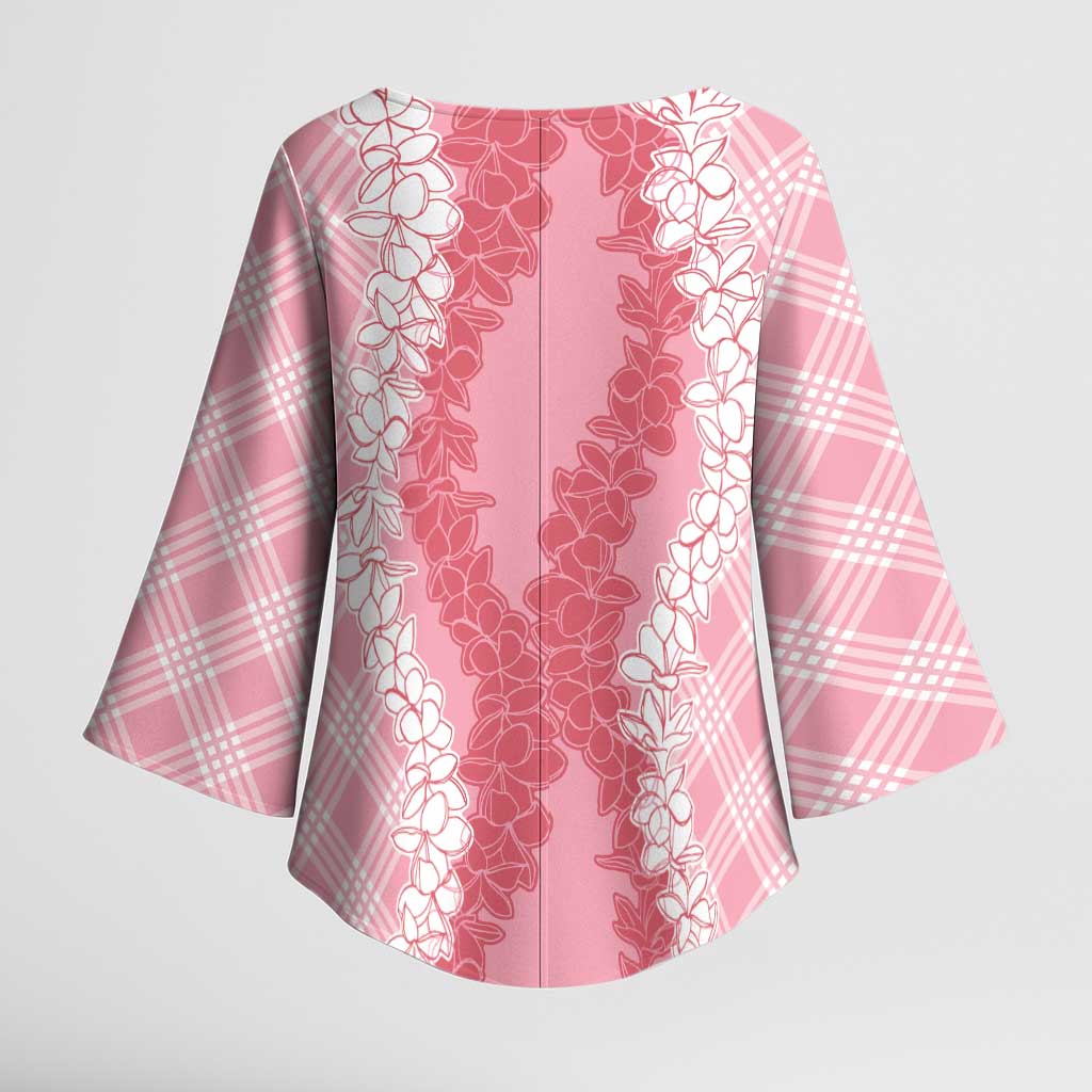 Hawaii Aloha Plumeria Lei Pink Palaka Kimono Sleeve Blouse - Polynesian Pride