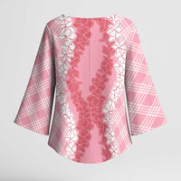 Hawaii Aloha Plumeria Lei Pink Palaka Kimono Sleeve Blouse - Polynesian Pride