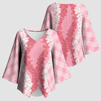Hawaii Aloha Plumeria Lei Pink Palaka Kimono Sleeve Blouse - Polynesian Pride