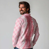 Hawaii Aloha Plumeria Lei Pink Palaka Long Sleeve Polo Shirt - Polynesian Pride