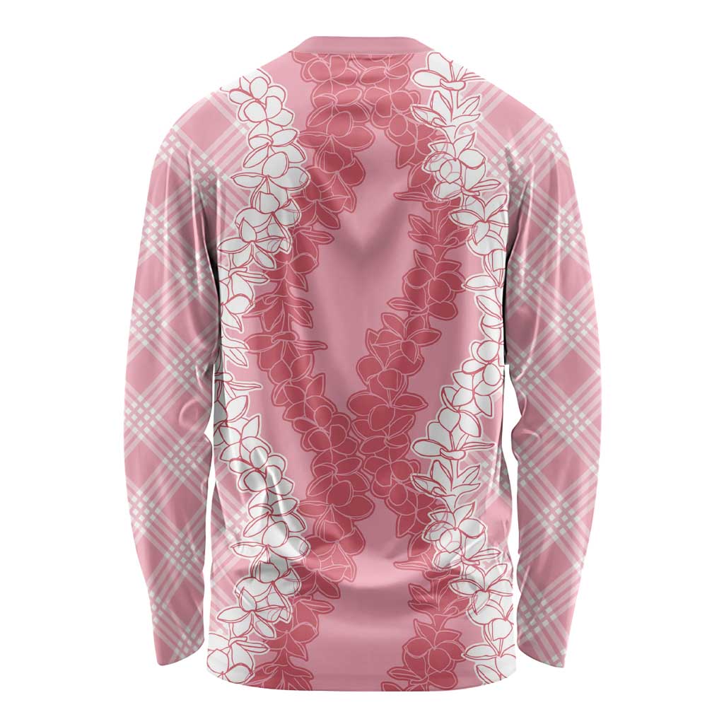 Hawaii Aloha Plumeria Lei Pink Palaka Long Sleeve Shirt - Polynesian Pride