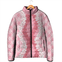 Hawaii Aloha Plumeria Lei Pink Palaka Padded Jacket - Polynesian Pride