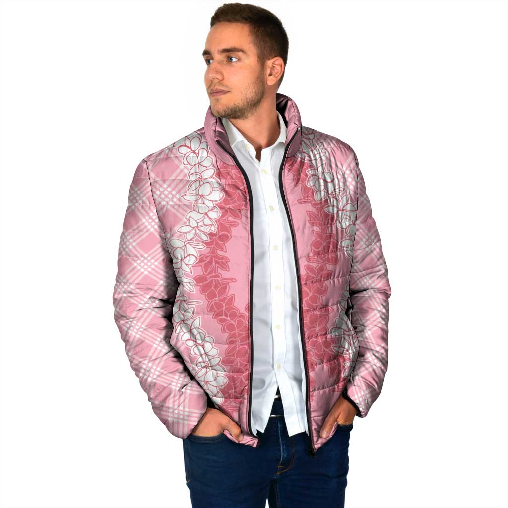 Hawaii Aloha Plumeria Lei Pink Palaka Padded Jacket - Polynesian Pride