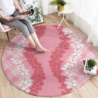Hawaii Aloha Plumeria Lei Pink Palaka Round Carpet - Polynesian Pride