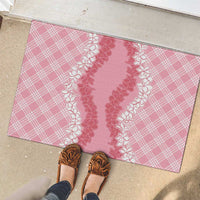 Hawaii Aloha Plumeria Lei Pink Palaka Rubber Doormat - Polynesian Pride