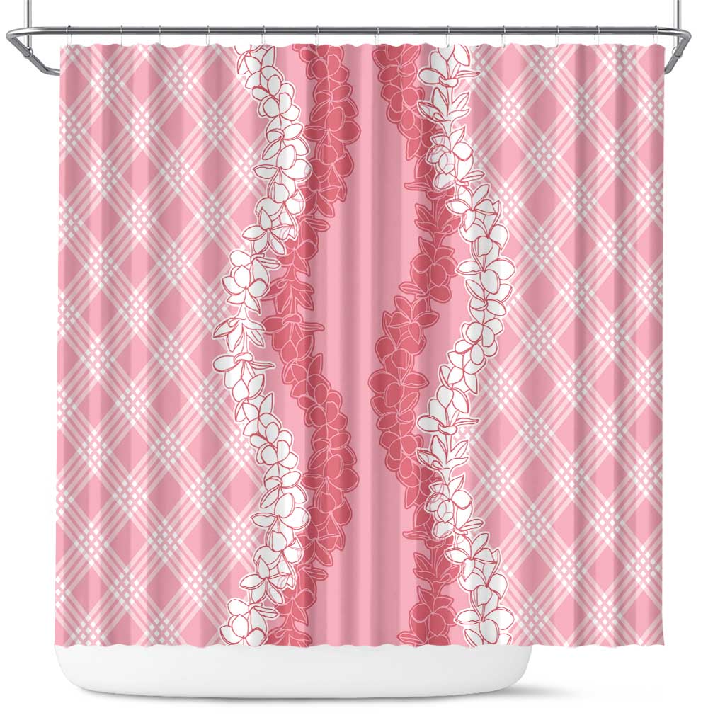 Hawaii Aloha Plumeria Lei Pink Palaka Shower Curtain - Polynesian Pride