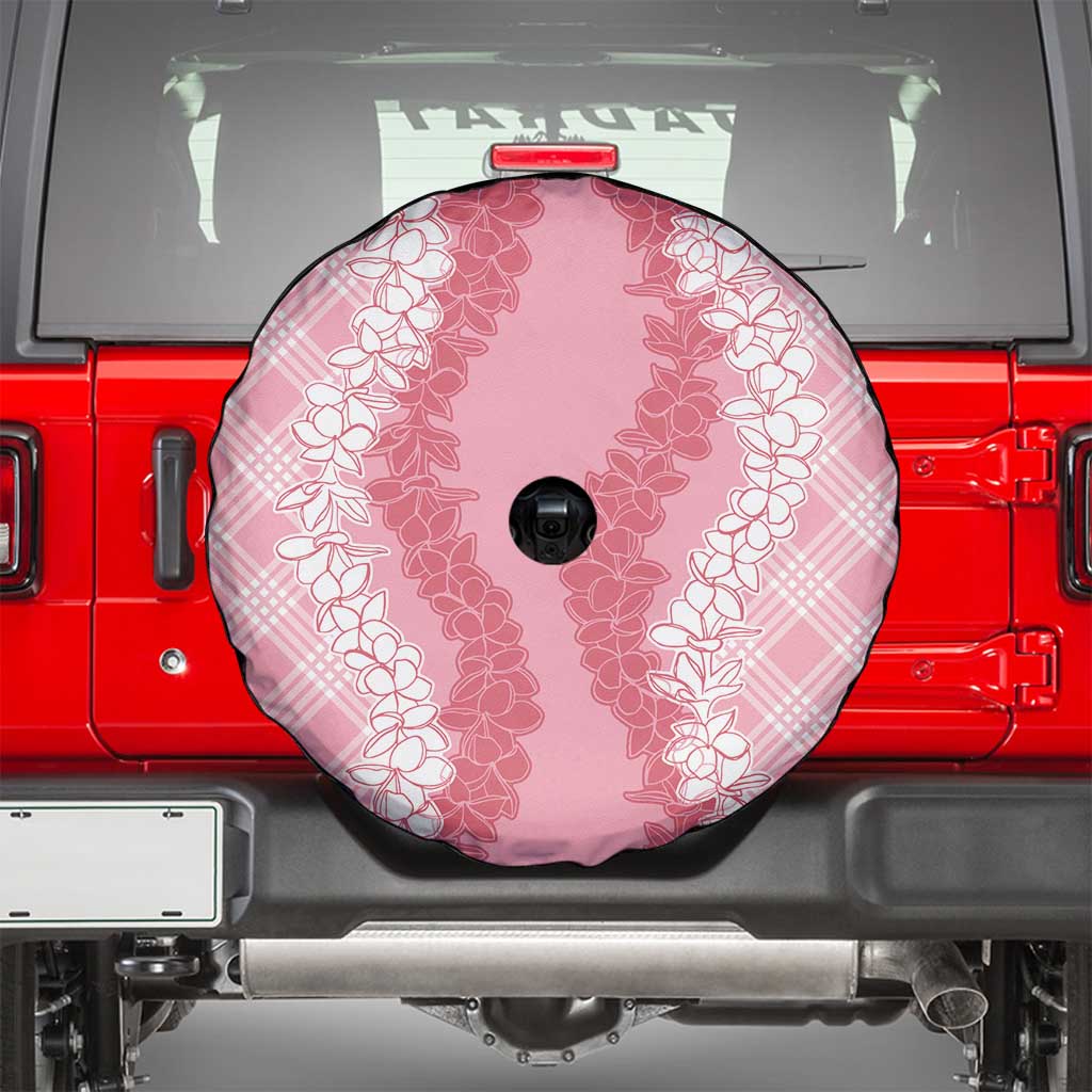 Hawaii Aloha Plumeria Lei Pink Palaka Spare Tire Cover - Polynesian Pride