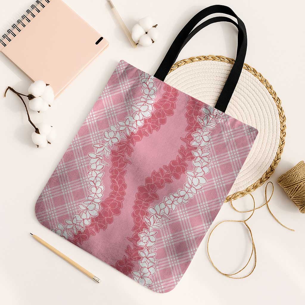 Hawaii Aloha Plumeria Lei Pink Palaka Tote Bag - Polynesian Pride