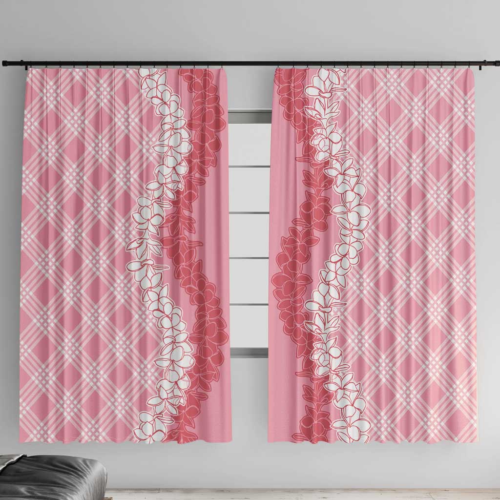Hawaii Aloha Plumeria Lei Pink Palaka Window Curtain - Polynesian Pride