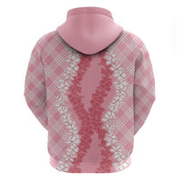 Hawaii Aloha Plumeria Lei Pink Palaka Zip Hoodie - Polynesian Pride