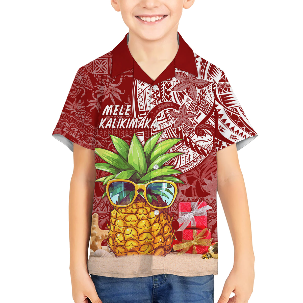 Mele Kalikimaka Hawaii Christmas Kid Hawaiian Shirt Pineapple Party LT7 Kid Red - Polynesian Pride