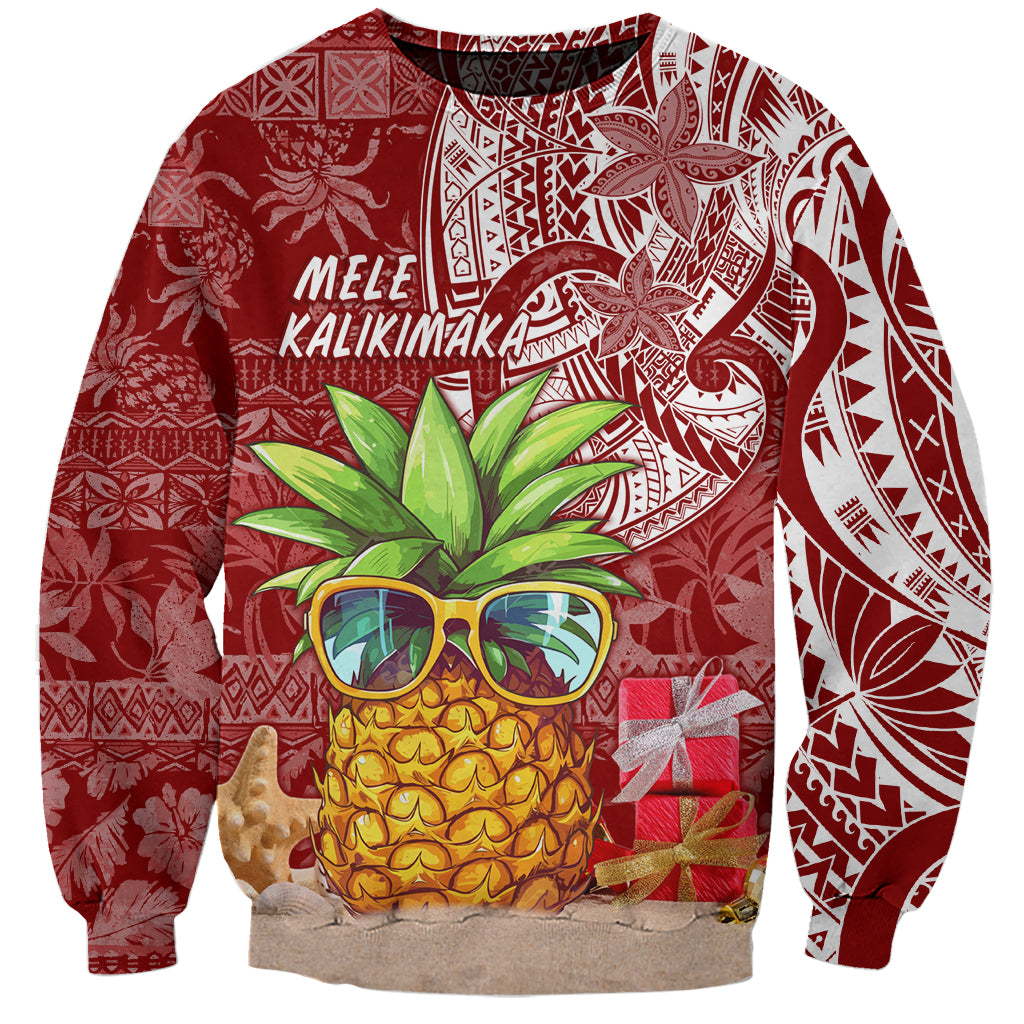 Mele Kalikimaka Hawaii Christmas Sweatshirt Pineapple Party LT7 Unisex Red - Polynesian Pride