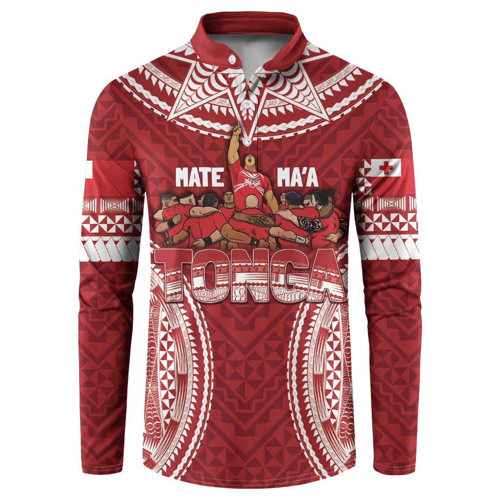 Personalized Mate Maa Tonga Rugby Button Sweatshirt Ofa Atu Tonga