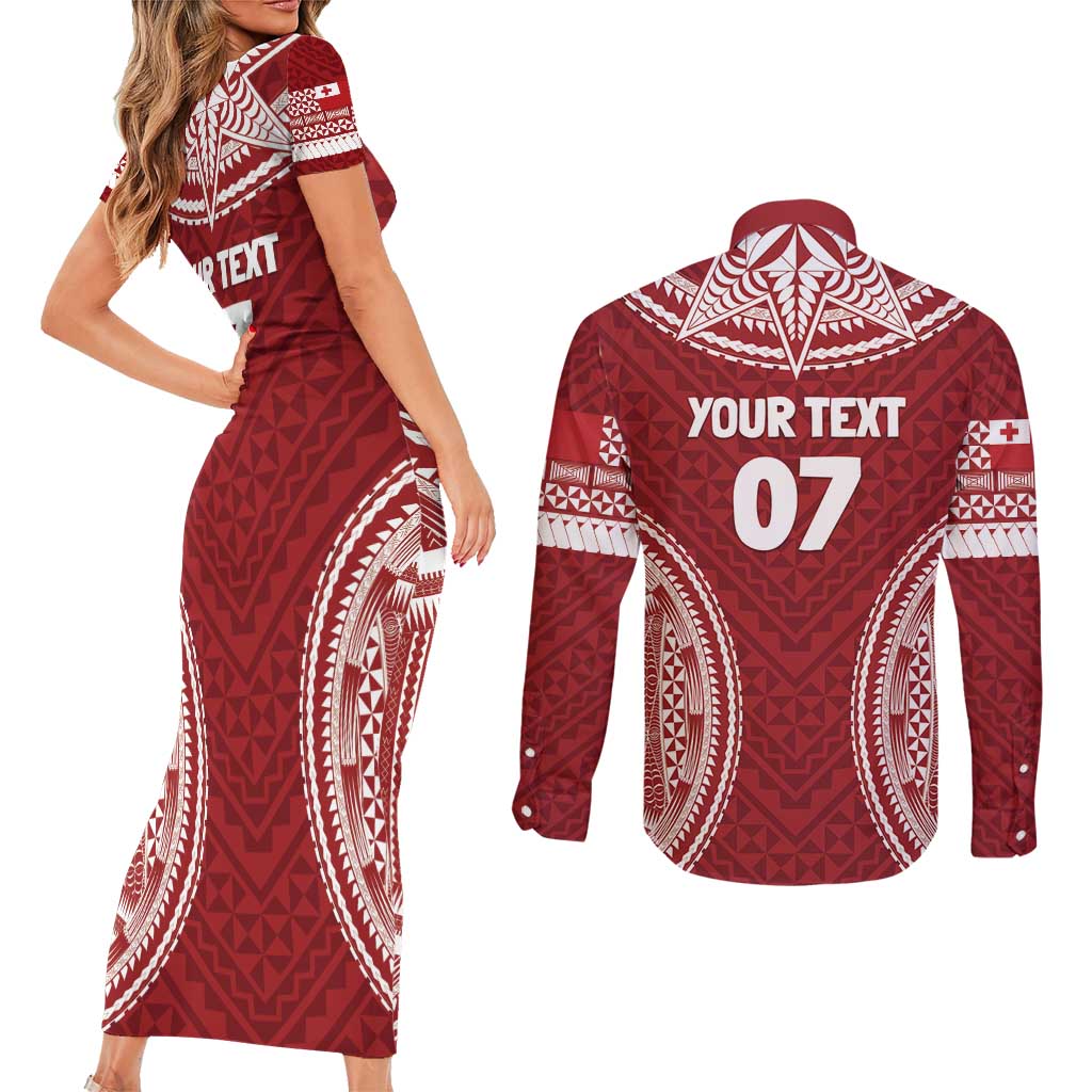 Personalized Mate Maa Tonga Rugby Couples Matching Short Sleeve Bodycon Dress and Long Sleeve Button Shirt Ofa Atu Tonga