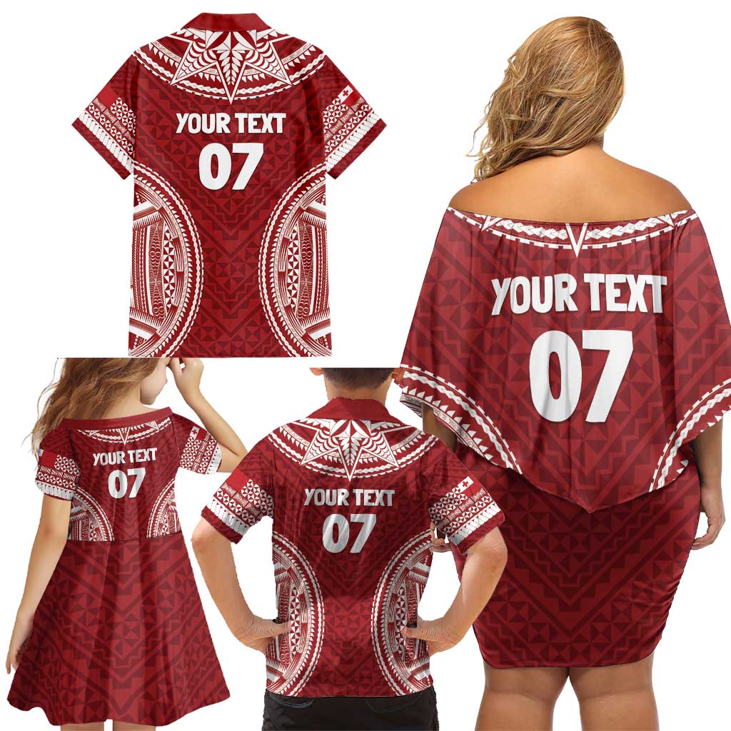 Personalized Mate Maa Tonga Rugby Family Matching Off Shoulder Short Dress and Hawaiian Shirt Ofa Atu Tonga