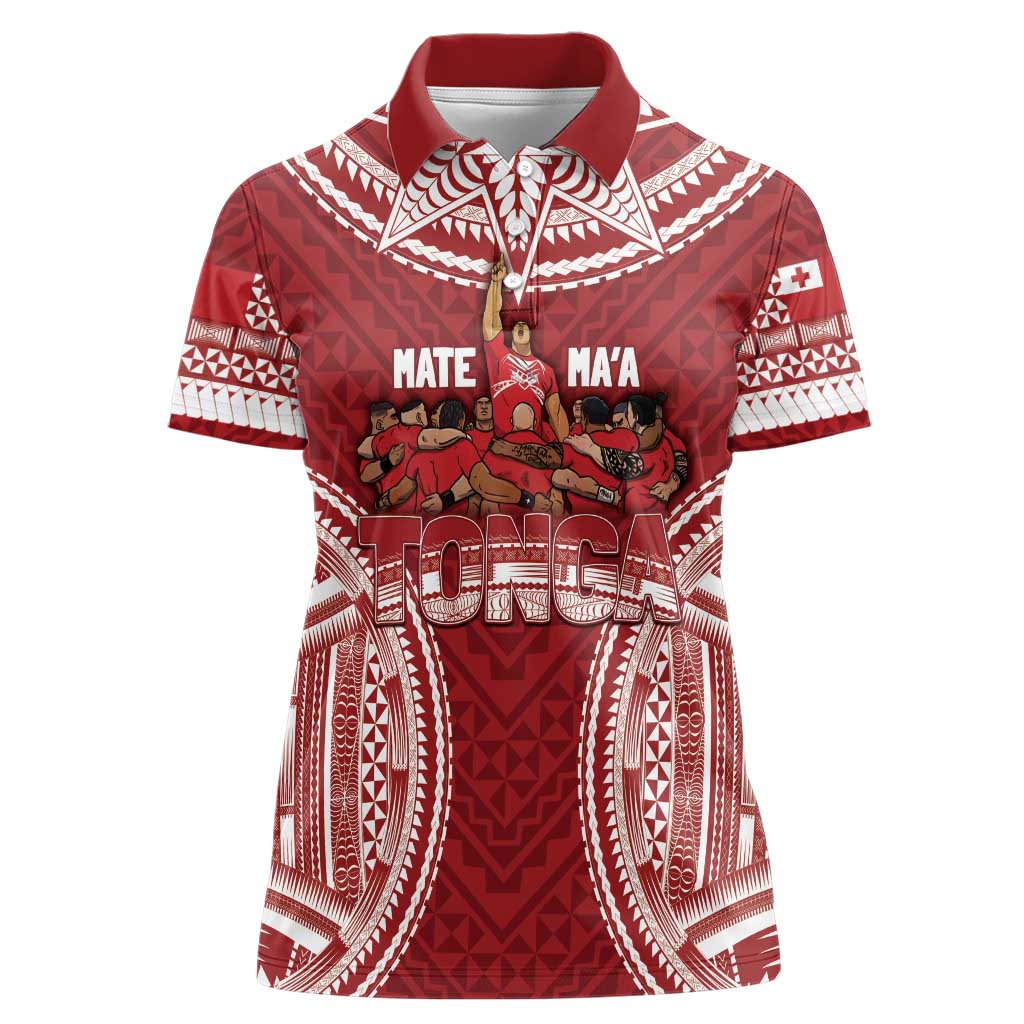 Personalized Mate Maa Tonga Rugby Women Polo Shirt Ofa Atu Tonga