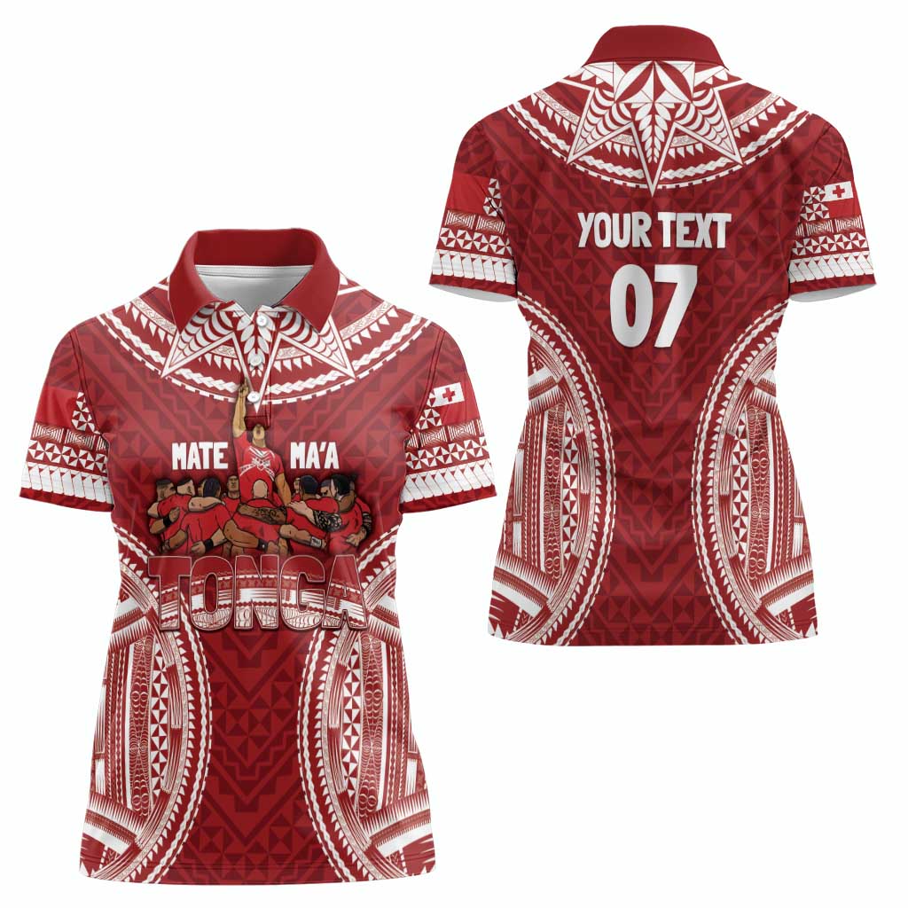 Personalized Mate Maa Tonga Rugby Women Polo Shirt Ofa Atu Tonga