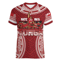 Personalized Mate Maa Tonga Rugby Women V-Neck T-Shirt Ofa Atu Tonga