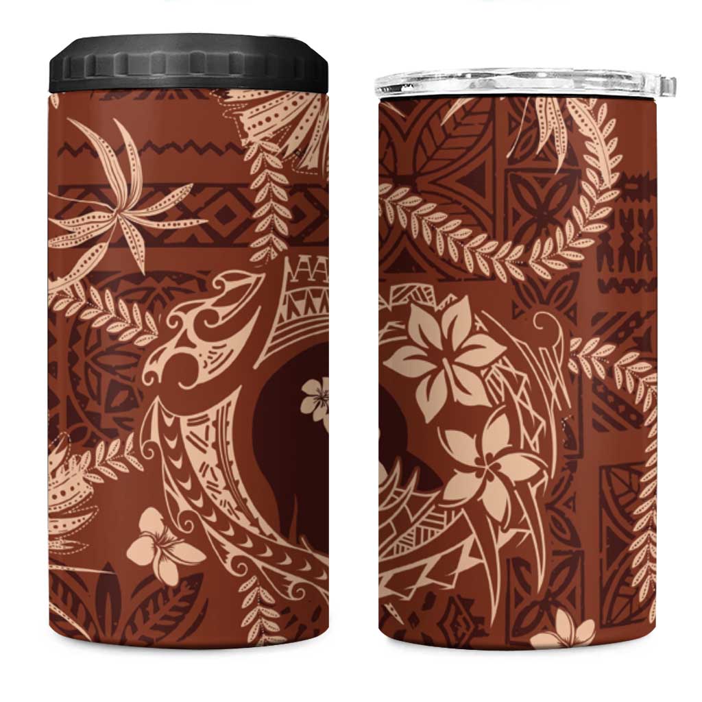 Hawaii Plumeria 4 in 1 Can Cooler Tumbler Hau'oli la Makuahine Sunburned