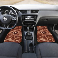 Hawaii Plumeria Car Mats Hau'oli la Makuahine Sunburned LT7 Set 2pcs - Front Brown - Polynesian Pride