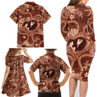 Hawaii Plumeria Family Matching Long Sleeve Bodycon Dress and Hawaiian Shirt Hau'oli la Makuahine Sunburned LT7 - Polynesian Pride