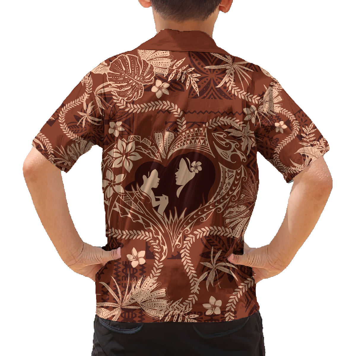 Hawaii Plumeria Family Matching Off The Shoulder Long Sleeve Dress and Hawaiian Shirt Hau'oli la Makuahine Sunburned LT7 - Polynesian Pride