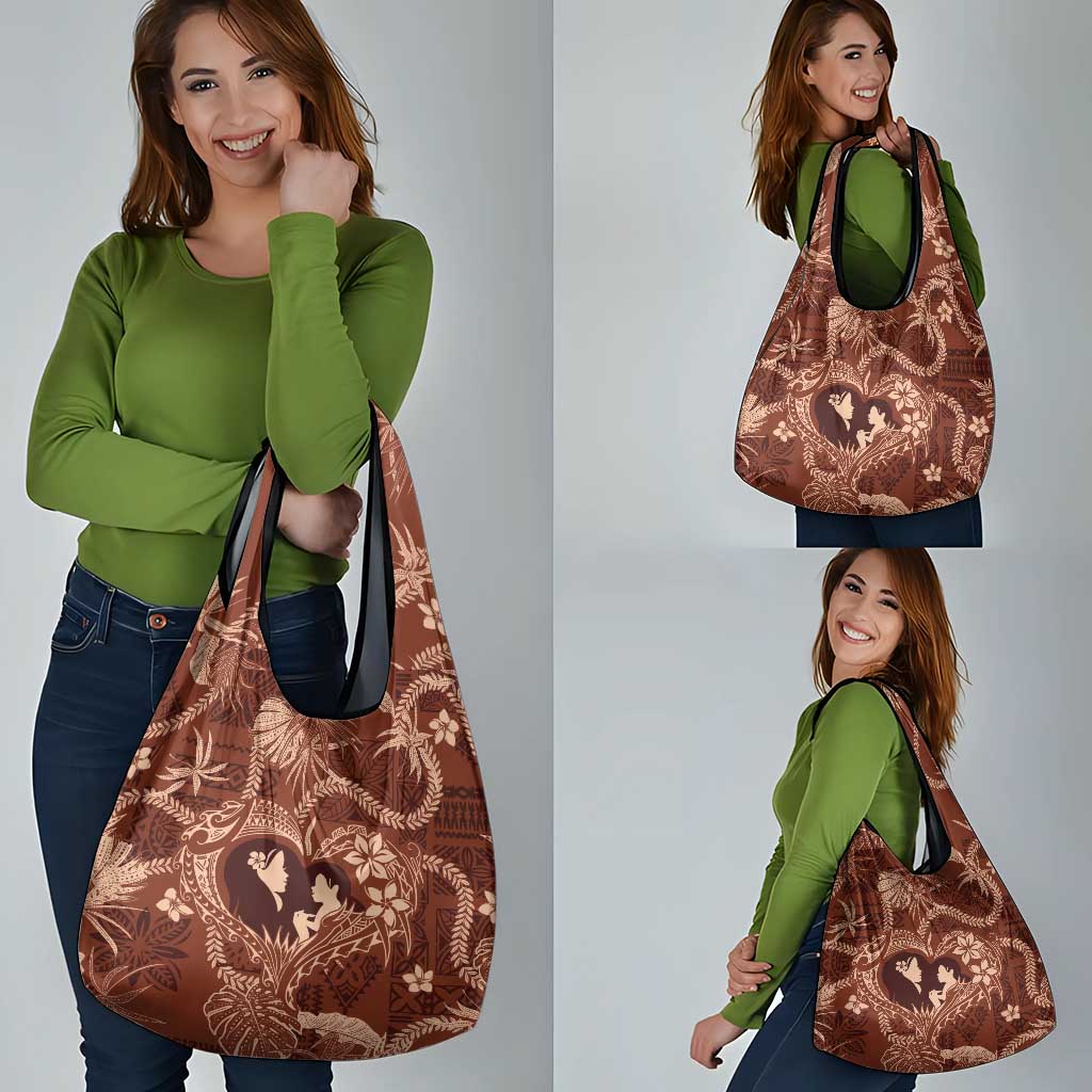 Hawaii Plumeria Grocery Bag Hau'oli la Makuahine Sunburned