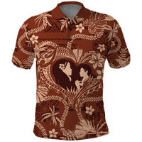 Hawaii Plumeria Polo Shirt Hau'oli la Makuahine Sunburned LT7 Brown - Polynesian Pride