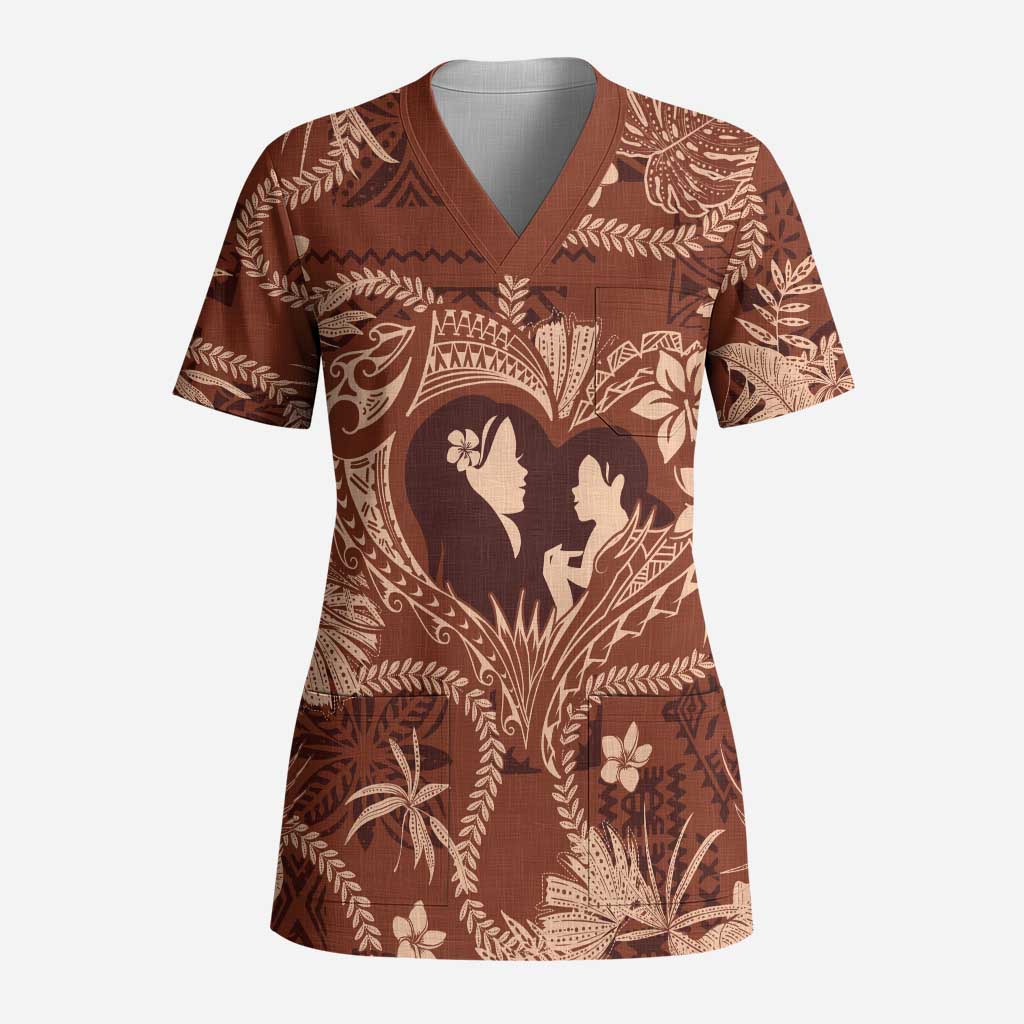 Hawaii Plumeria Scrub Top Hau'oli la Makuahine Sunburned - Polynesian Pride