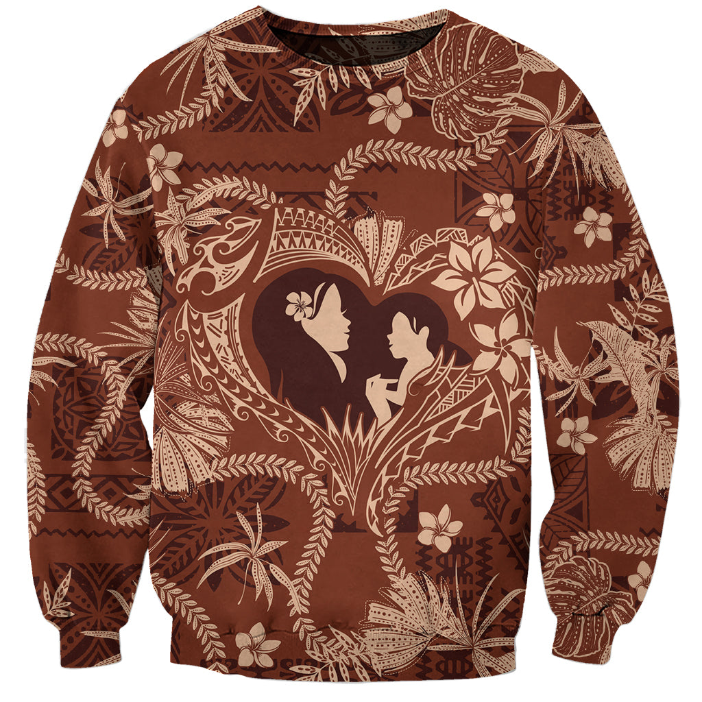Hawaii Plumeria Sweatshirt Hau'oli la Makuahine Sunburned LT7 Unisex Brown - Polynesian Pride