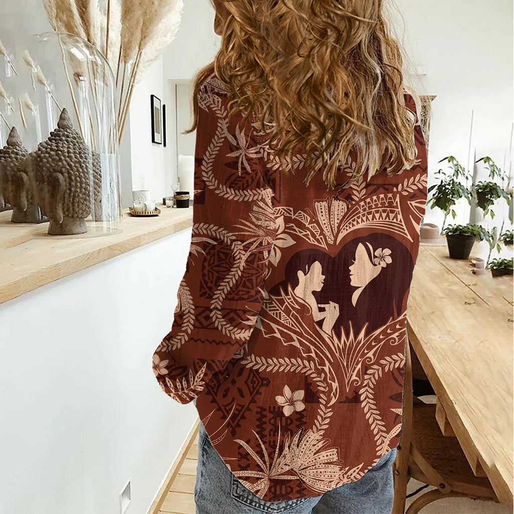 Hawaii Plumeria Women Casual Shirt Hau'oli la Makuahine Sunburned LT7 - Polynesian Pride