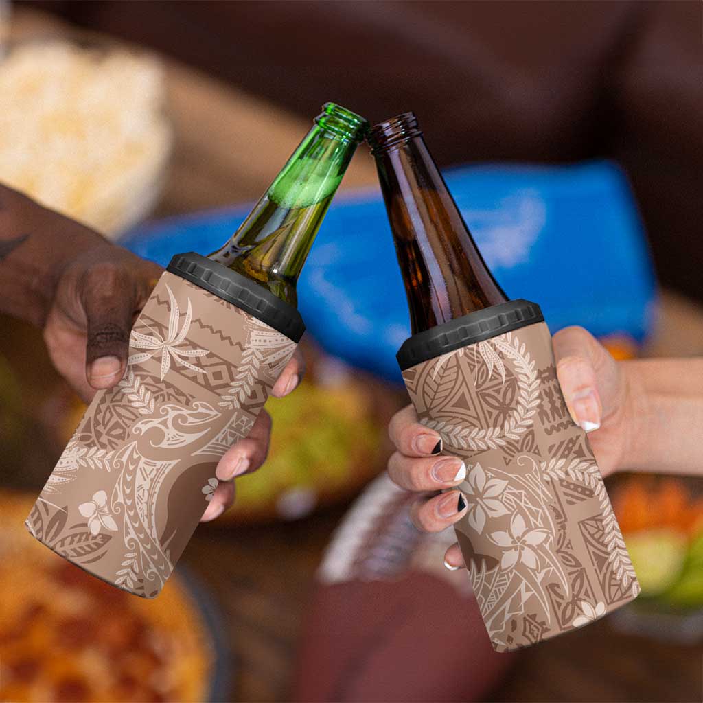 Hawaii Plumeria 4 in 1 Can Cooler Tumbler Hau'oli la Makuahine Beige